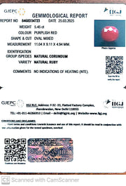 5.45/CT Natural Ruby with Govt. Lab Certificate